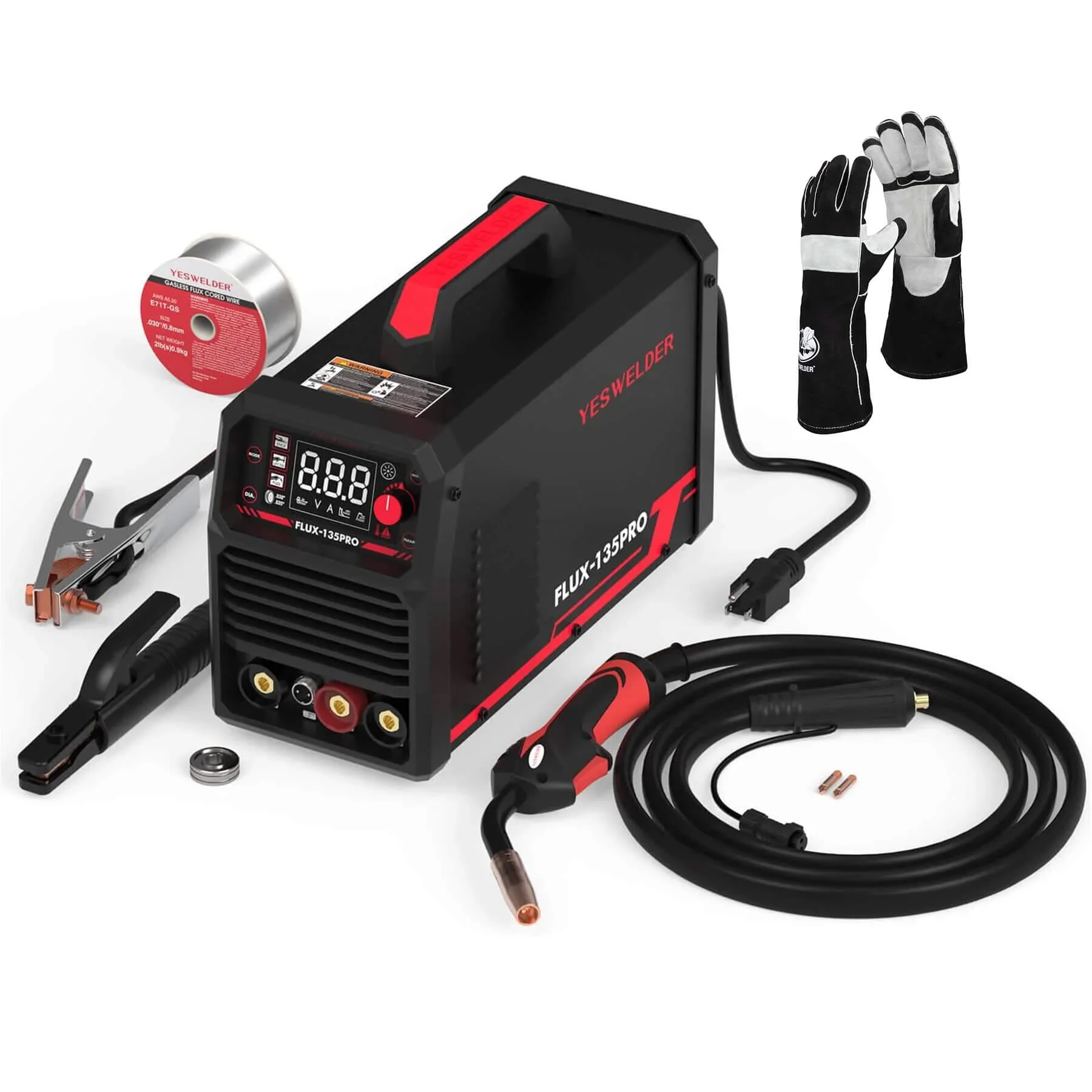 Flux-135-PRO 110V Digital Display Flux MIG/Lift TIG/Stick 3-in-1 Gasless MIG Welder - Image 9