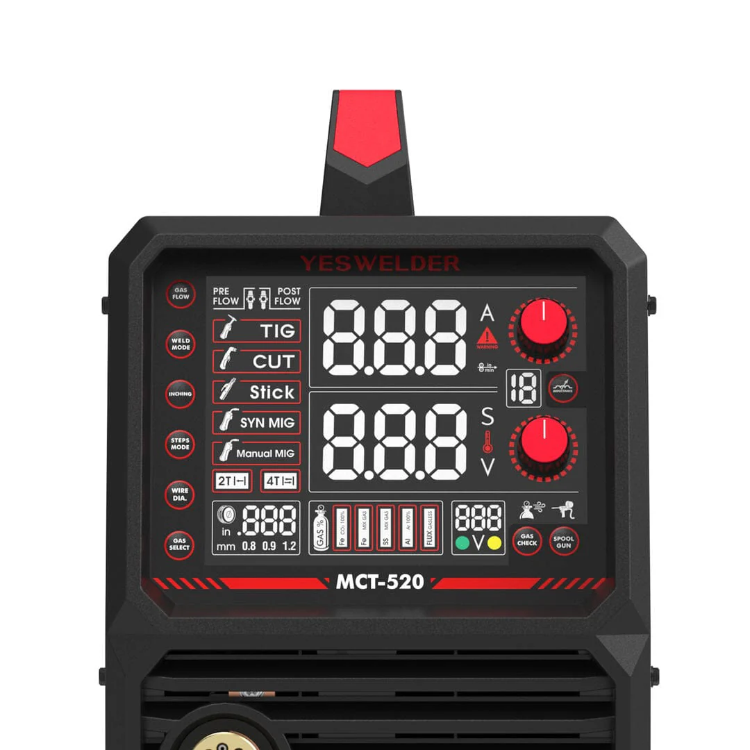 MCT520 5-in-1 MIG/TIG/Stick/CUT Welder | HF Start | Spool Gun Compatible | 110/220V Combo Machine - Image 4
