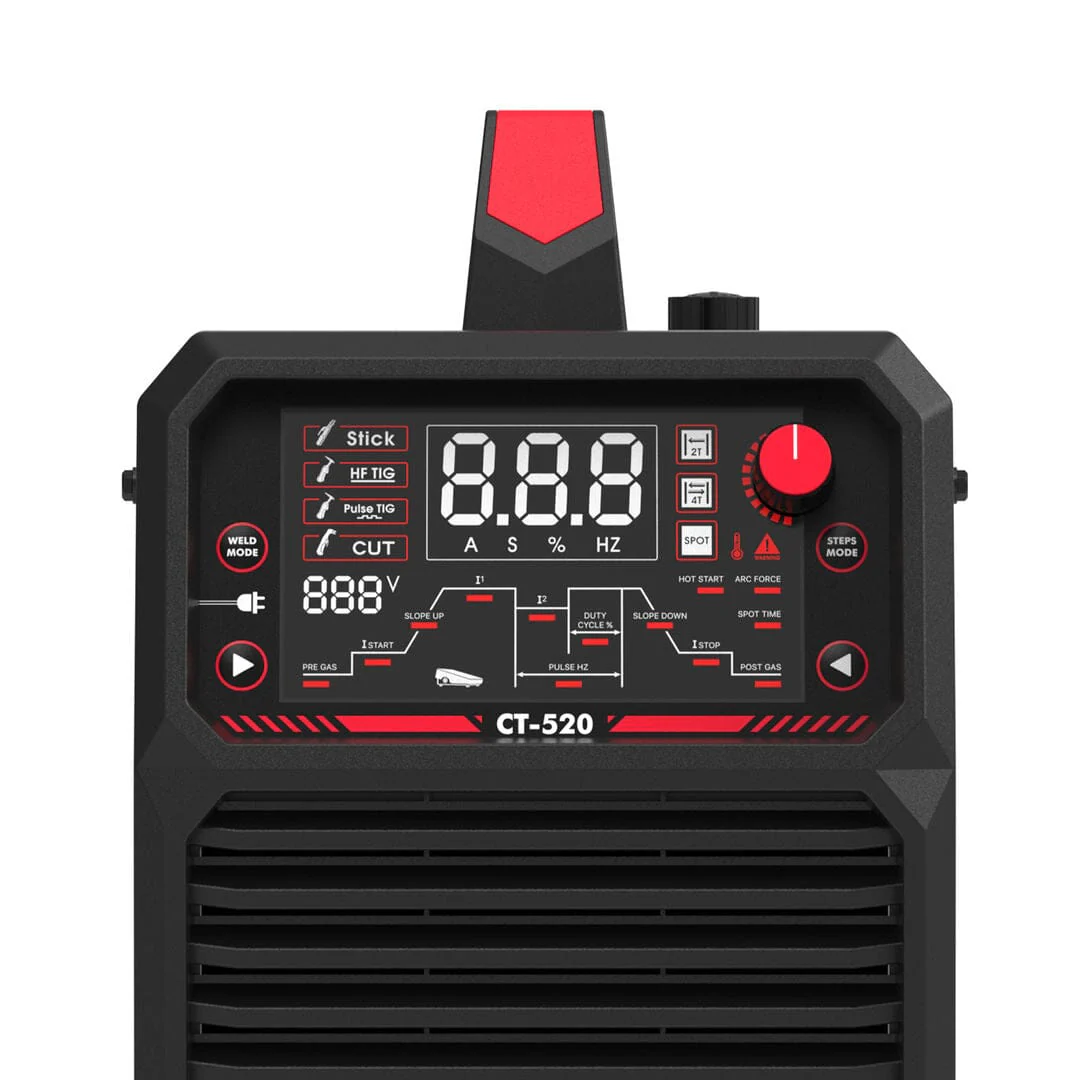 CT-520 Welder & Plasma Cutter | HF TIG, Pulse TIG, Stick, CUT | 200A Multi-Process Welding Machine - Image 6